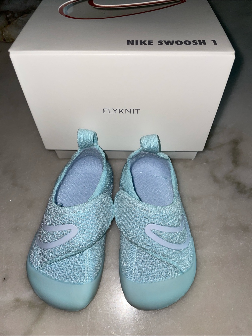 Nike Baby/Toddler Glacier /Ice Blue Flyknit Slip-On Shoes